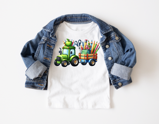 Back to School Boys Tractor White Tee Shirt