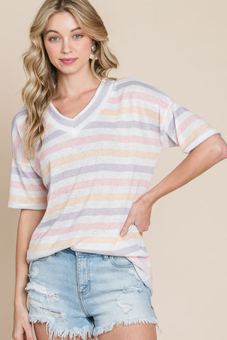 Striped V-Neck T-Shirt