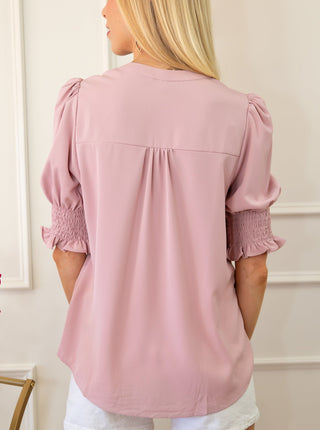 Half Sleeve V-Neck Blouse