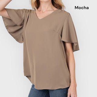 Flutter Sleeve V-Neck Top