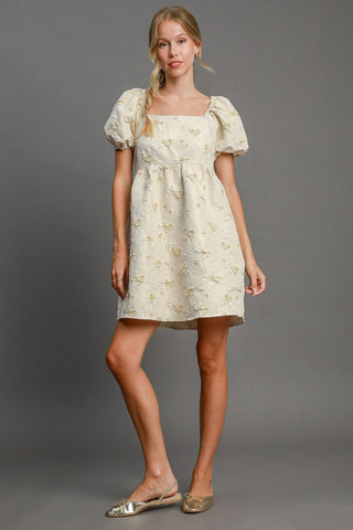 Cream Heart Jacquard Mini Dress