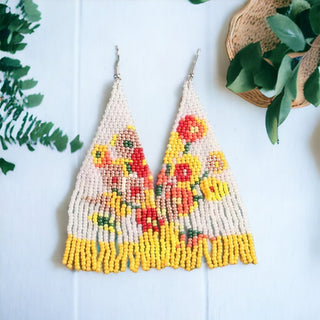 Bohemian Tassel Colorful Beaded Florals