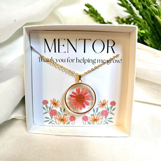 Boxed Pressed Flower Necklace Teacher Gift - Ready to Gift! Choice of 3