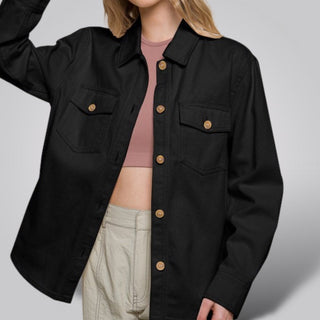 Front Closure Chest Pockets Shirt Jacket