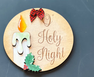 Hand Painted Wood Christmas Ornament O Holy Night