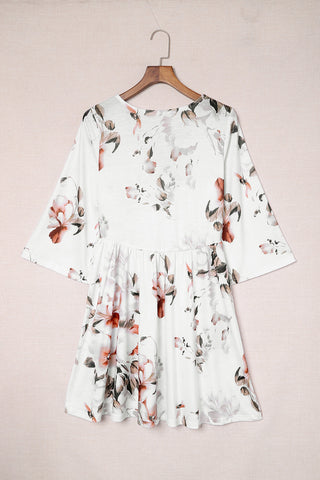 3/4 Sleeve Floral Dress