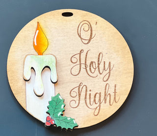 Hand Painted Wood Christmas Ornament O Holy Night