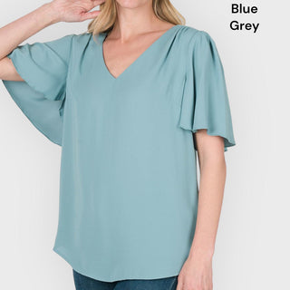 Flutter Sleeve V-Neck Top