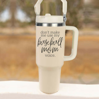 Baseball Mom Tumblers | 40oz tumblers with Lid, Straw & Handle | Funny Coffee Mugs for Moms