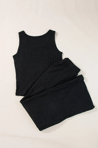 Crinkled Tank Top and Pocketed Pants Set