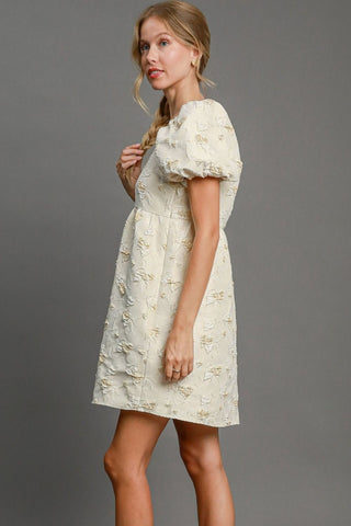 Cream Heart Jacquard Mini Dress