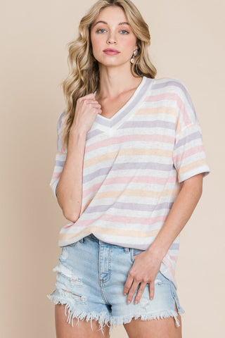 Striped V-Neck T-Shirt