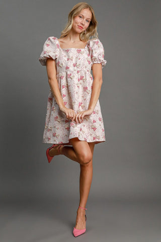 Pink Heart Jacquard Mini Dress