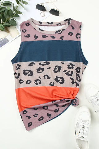 Animal Color Block Knit Tank