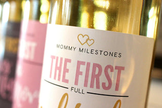 6 Mommy's First Milestones Wine Labels and Stickers, Great Baby Shower and Pregnancy Gift Ideas for Mom To Be, Funny Mom's First Moments