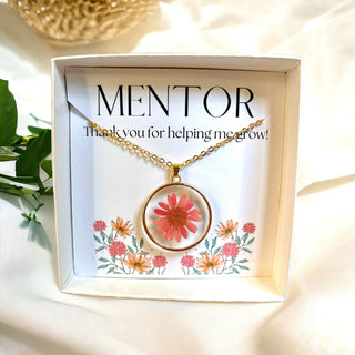 Boxed Pressed Flower Necklace Teacher Gift - Ready to Gift! Choice of 3