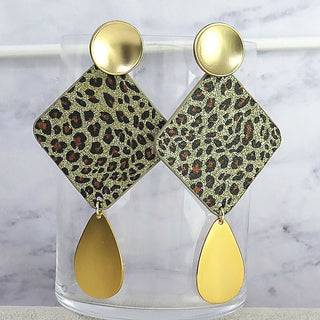 Gold Cheetah Animal Print Dangle Earrings