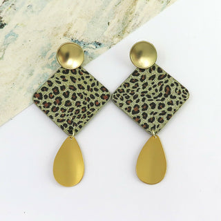 Gold Cheetah Animal Print Dangle Earrings