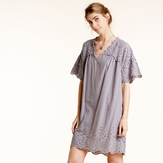 Eyelet Bell Sleeve Pocket Dress