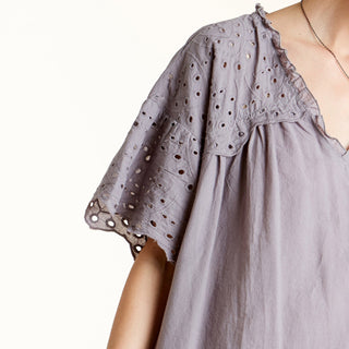 Eyelet Bell Sleeve Pocket Dress