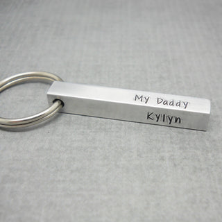 Personalized Key Chain for Dad, 4 Sided Bar Key Chain