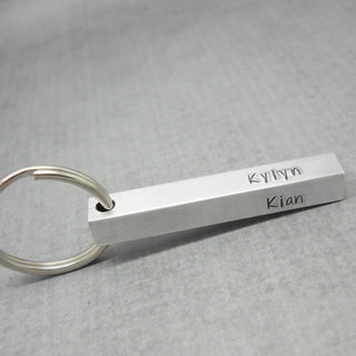 Personalized Key Chain for Dad, 4 Sided Bar Key Chain