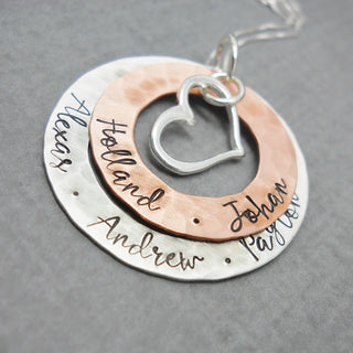 Layered Mothers eternity necklace with kids names