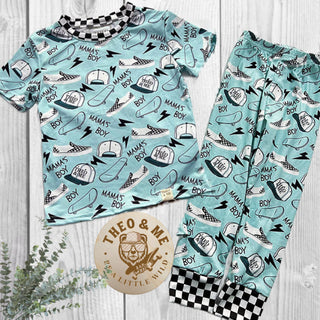 Boys 2-Piece Short Sleeve Jogger Set - Blue Mamas Boy Skateboards