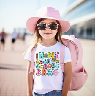 In My Back To School Era Girls White Tee Shirt