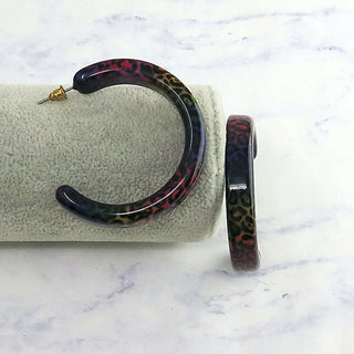 Lucite Animal Print Hoop Earrings