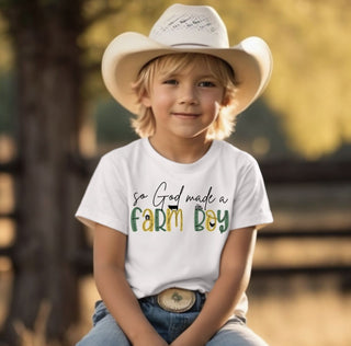 Copy of So God Made a Farm Boy Tee Shirt, Farming T-Shirt