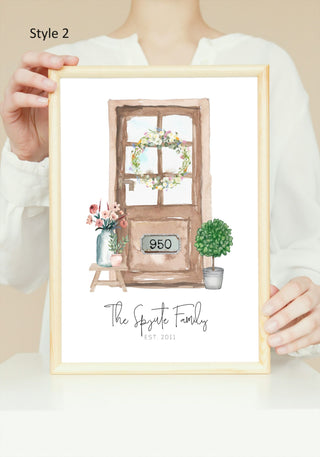 Customized Watercolor Front Door Art Print