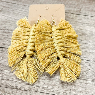 Michelle Mustard Yellow Fringe Tassel Earrings