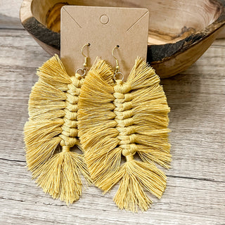 Michelle Mustard Yellow Fringe Tassel Earrings