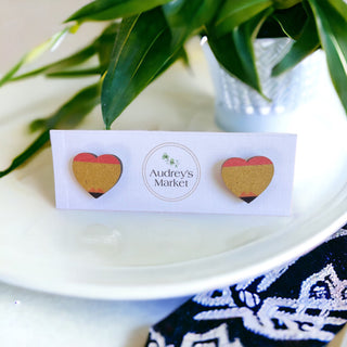 Teacher Heart Shaped Wood Stud Earrings | Buy 1 Get 2 Free!