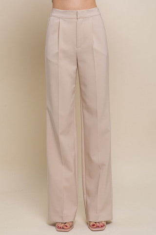 Darcy Elastic Back Waistband Wide Leg Slacks