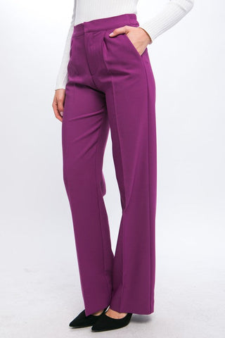 Darcy Elastic Back Waistband Wide Leg Slacks