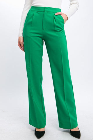 Darcy Elastic Back Waistband Wide Leg Slacks