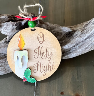 Hand Painted Wood Christmas Ornament O Holy Night