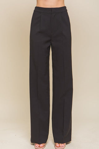 Darcy Elastic Back Waistband Wide Leg Slacks