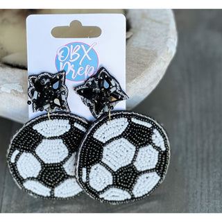 Soccer Seed Beaded Dangle Earrings