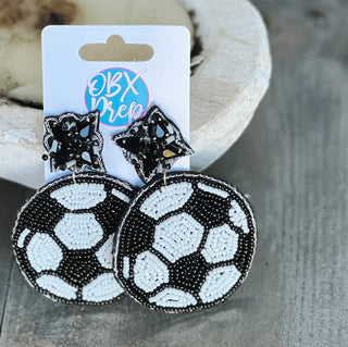 Soccer Seed Beaded Dangle Earrings