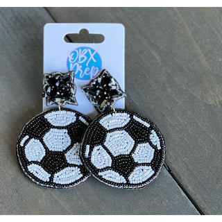 Soccer Seed Beaded Dangle Earrings