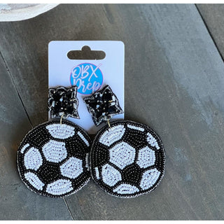 Soccer Seed Beaded Dangle Earrings