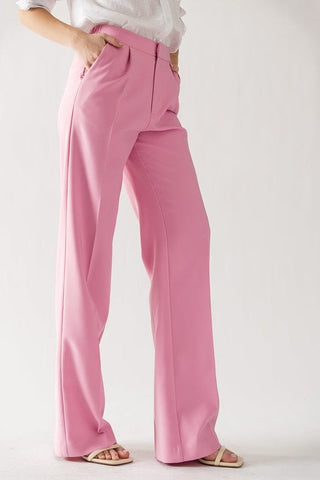 Darcy Elastic Back Waistband Wide Leg Slacks