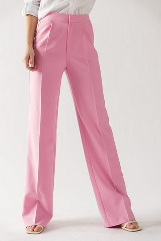 Darcy Elastic Back Waistband Wide Leg Slacks