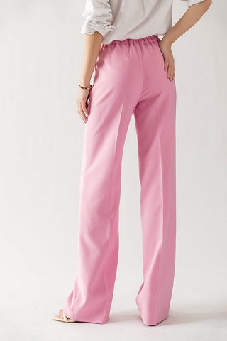 Darcy Elastic Back Waistband Wide Leg Slacks