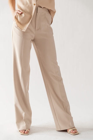 Darcy Elastic Back Waistband Wide Leg Slacks