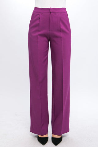 Darcy Elastic Back Waistband Wide Leg Slacks