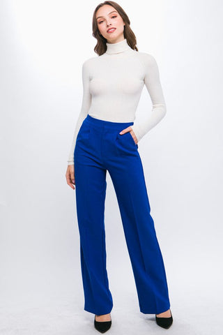 Darcy Elastic Back Waistband Wide Leg Slacks